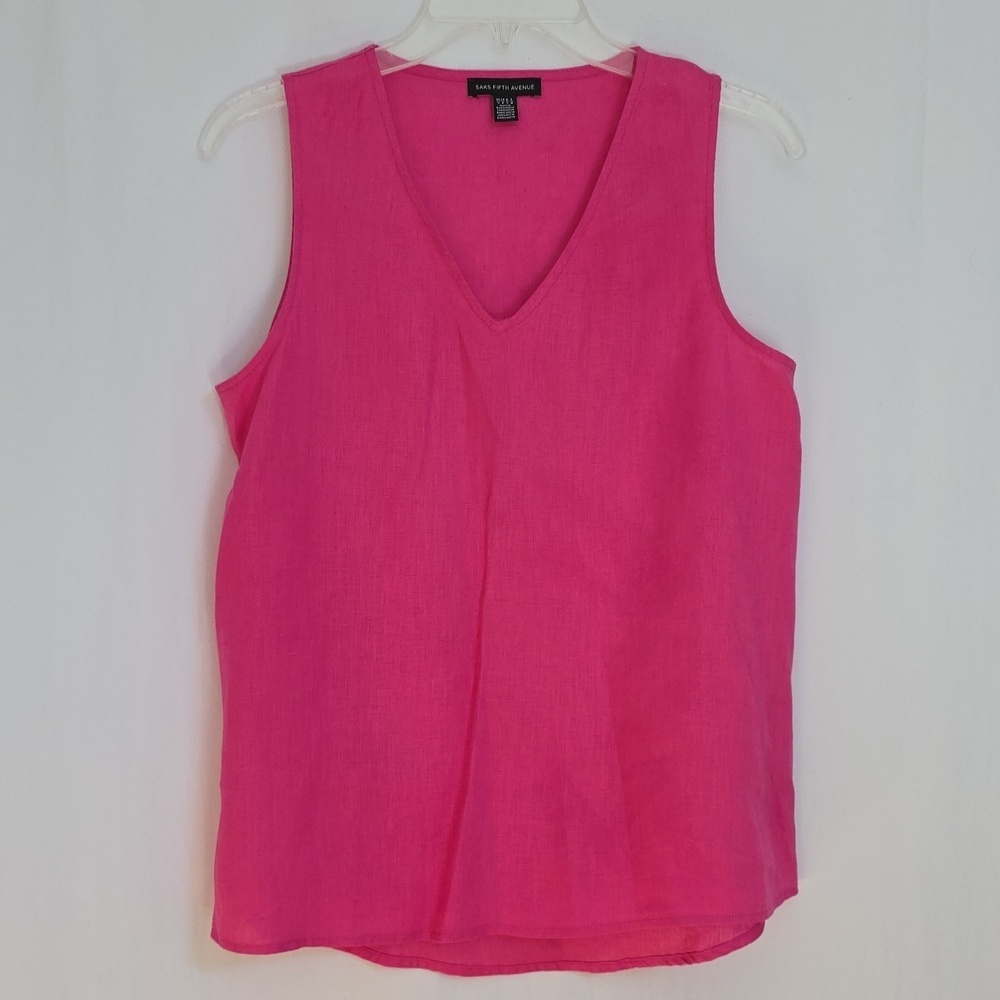 Saks Fifth Avenue Pink Linen Shell Top.  Size Small